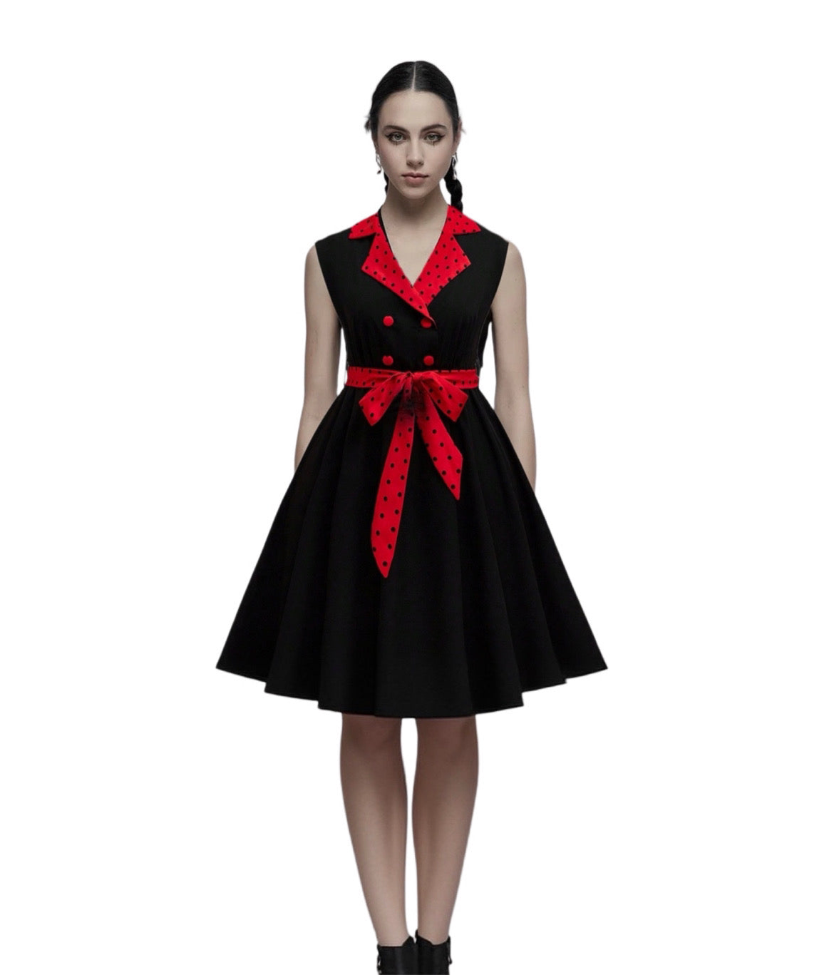 "Model wearing Queen's Gambit dress, showcasing size-inclusive fit and movement"