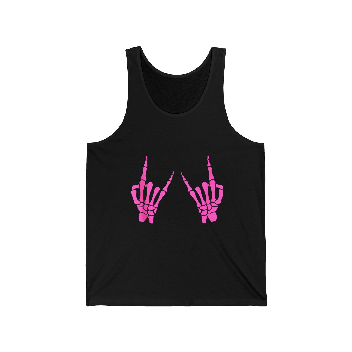 Rock n roll skeleton hand tank - alternative fashion featuring music-inspired design and inclusive sizing S-5XL
