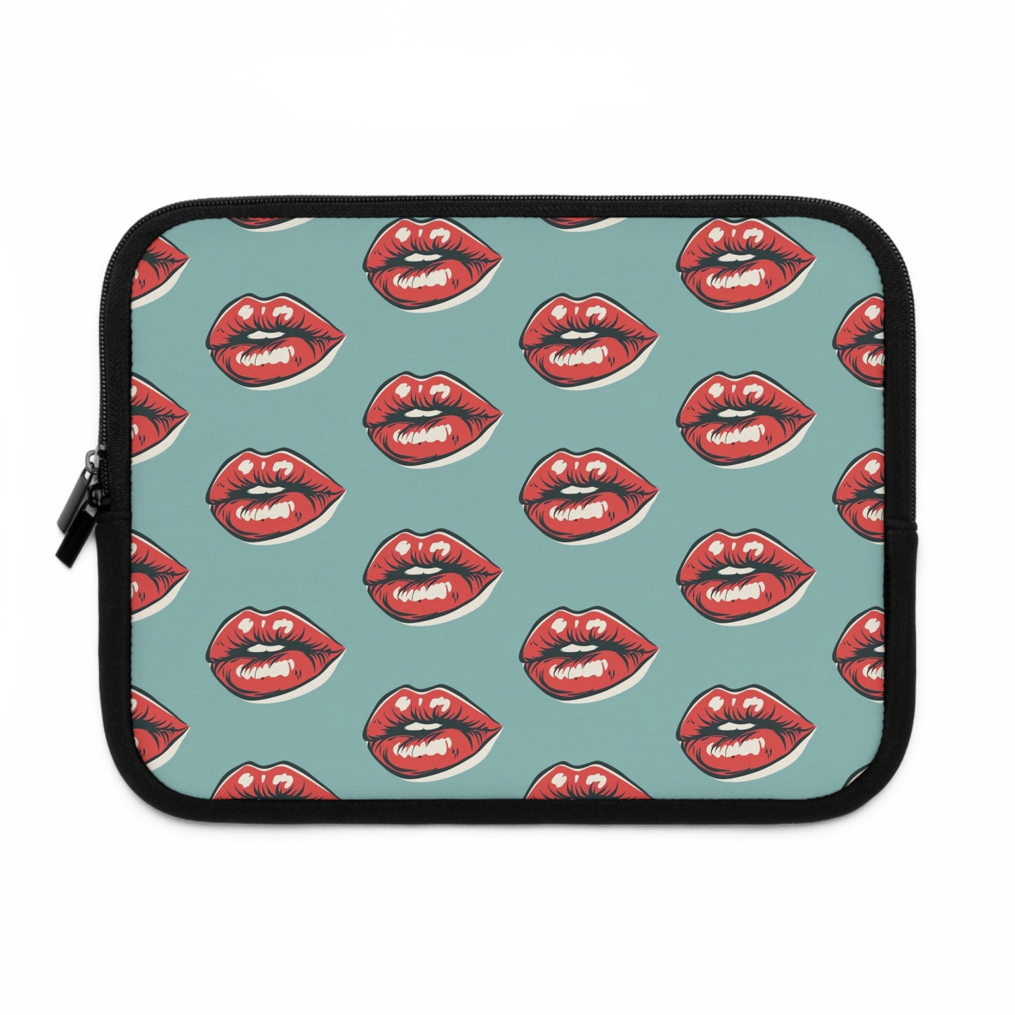 Alternative laptop sleeve with bold lip design - rock style tech accessory featuring protective construction