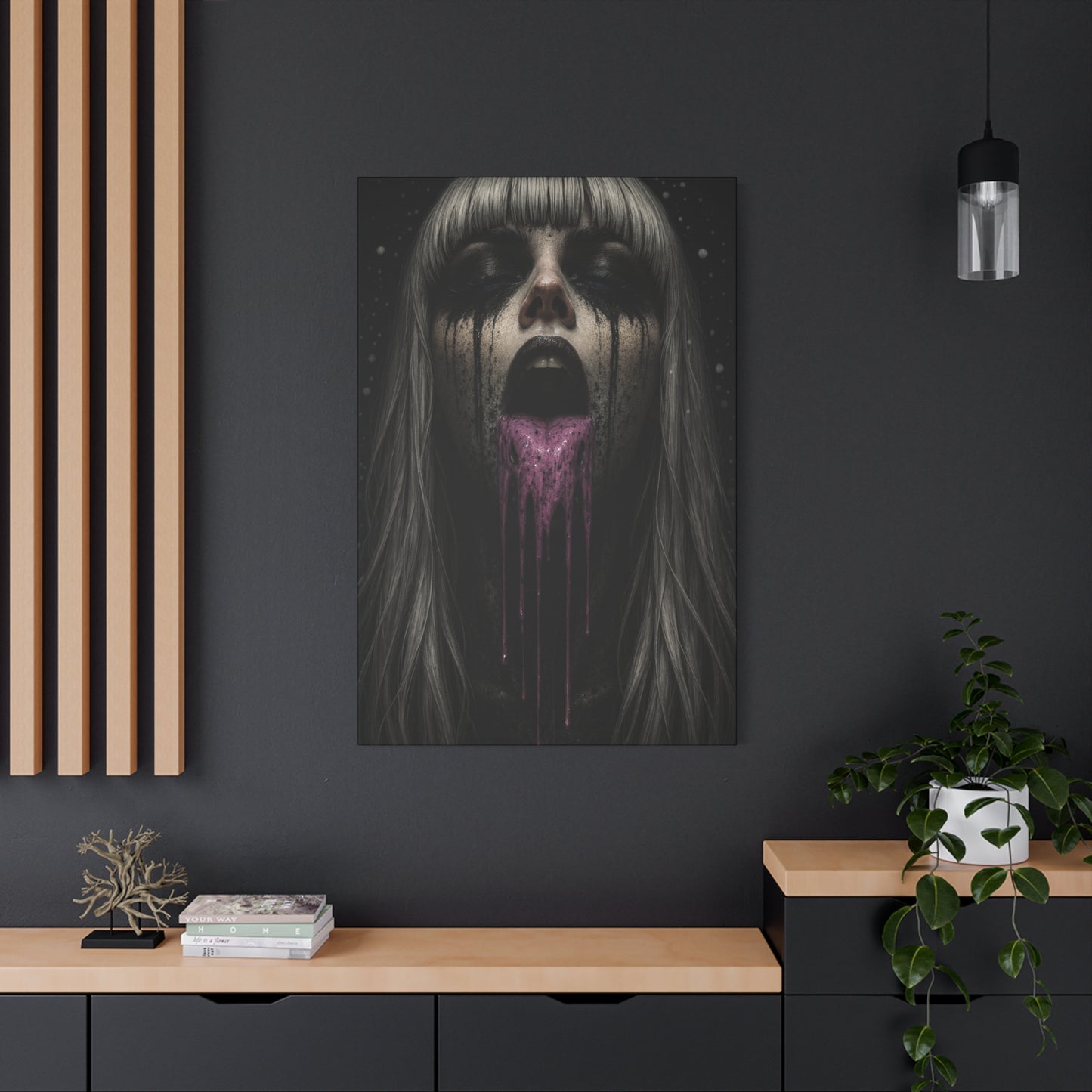 Neon Kiss Matte Canvas Print