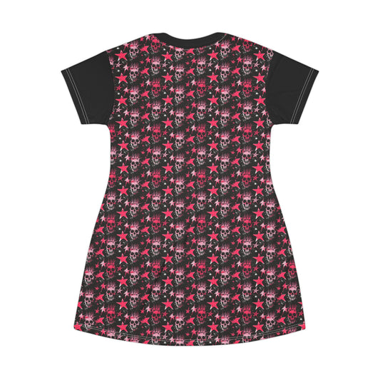 Camisa de dormir con calaveras y estrellas rosas