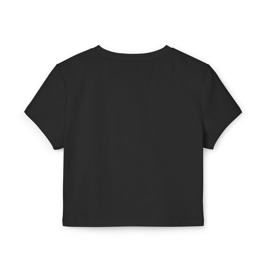 "Empowering fitted baby tee with 'I Love to Make Boys Cry' statement design, shown in black on size-inclusive model"