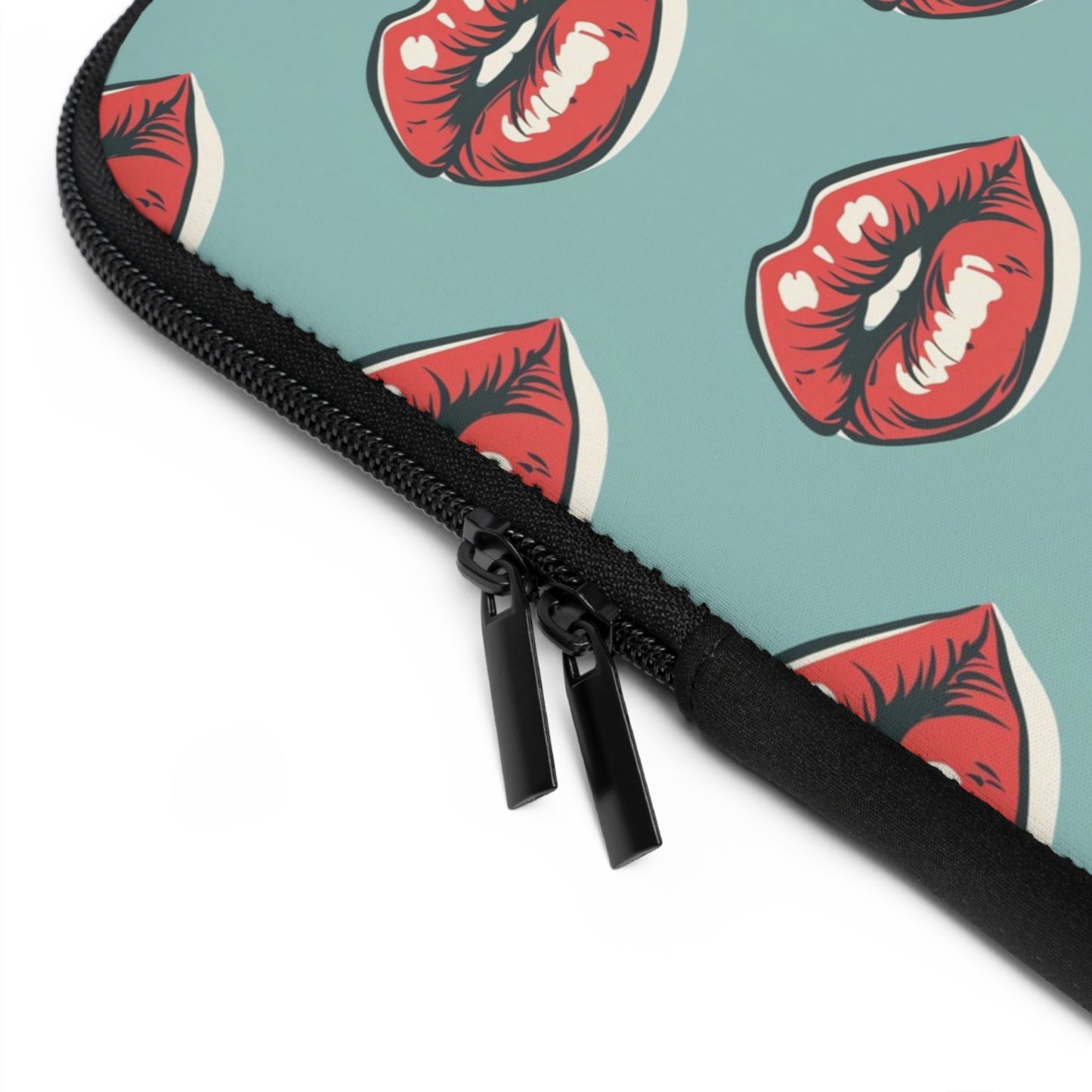 Alternative laptop sleeve with bold lip design - rock style tech accessory featuring protective construction