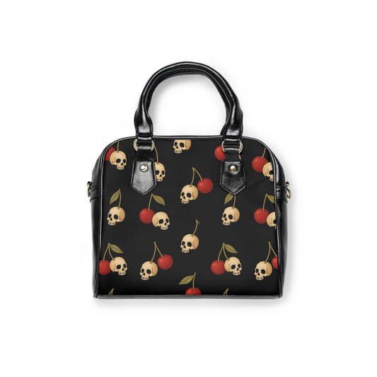 Gothic Cherries & Skulls handbag with cherry and skull motif
Alternative fashion gothic purse with playful skull design
Edgy punk rock handbag with cherries and skull artwork