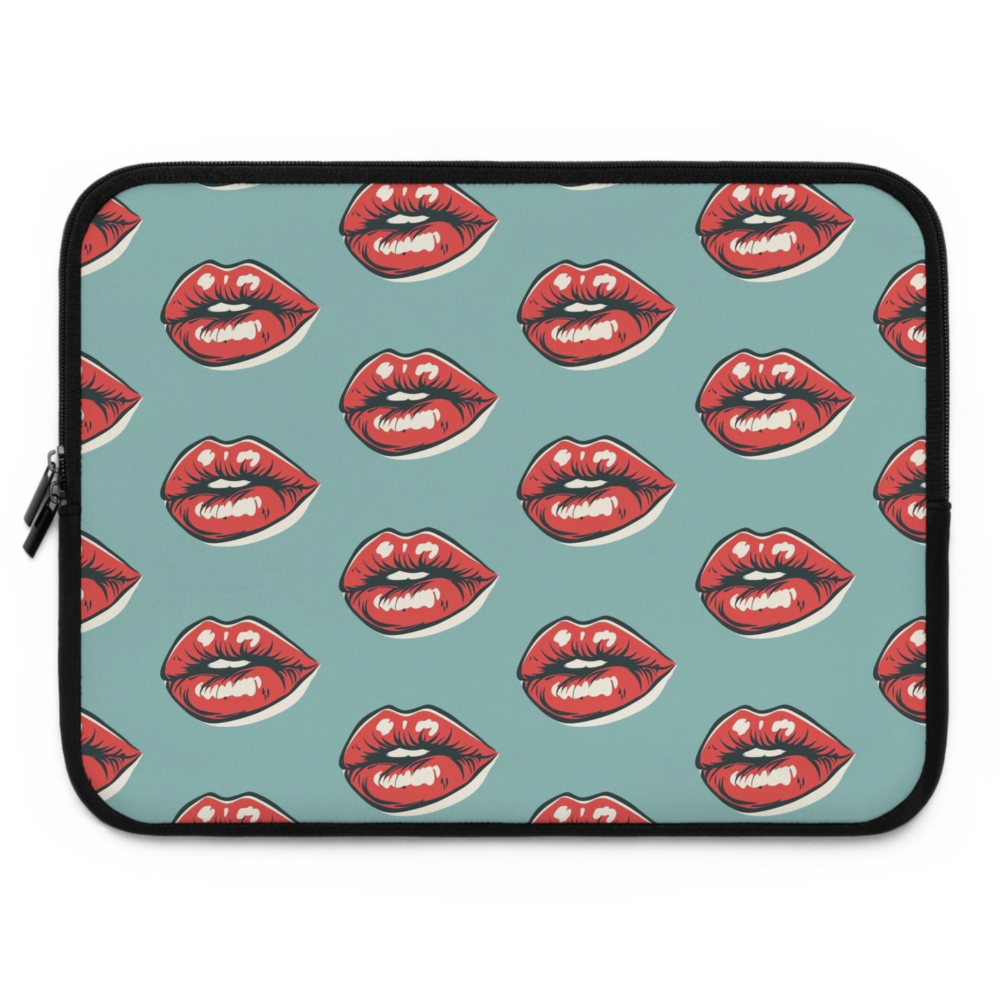 Alternative laptop sleeve with bold lip design - rock style tech accessory featuring protective construction