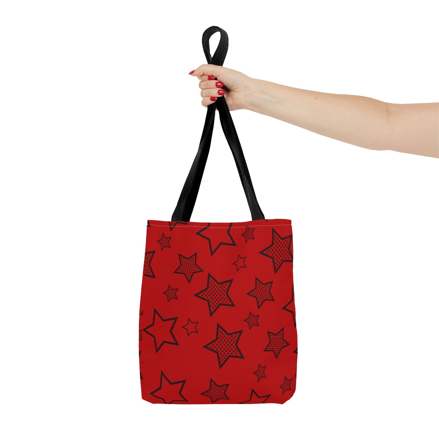 Red star print tote bag - rock style fashion accessory featuring bold design and durable construction