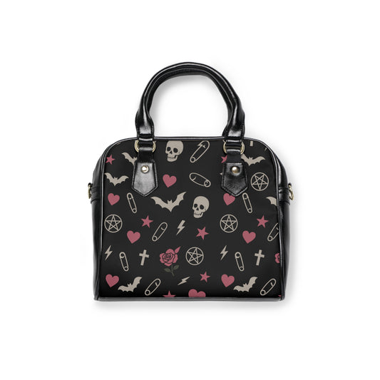 Pink Is the New Goth handbag in bold pink gothic style
Alternative fashion gothic purse in playful pink design
Edgy punk rock handbag with gothic pink motif