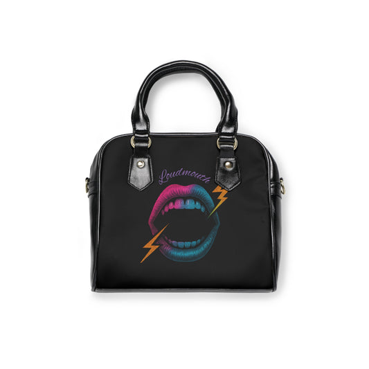 Loudmouth gothic handbag with bold motif
Alternative fashion punk rock handbag in structured silhouette
Edgy gothic purse with Loudmouth graphic design