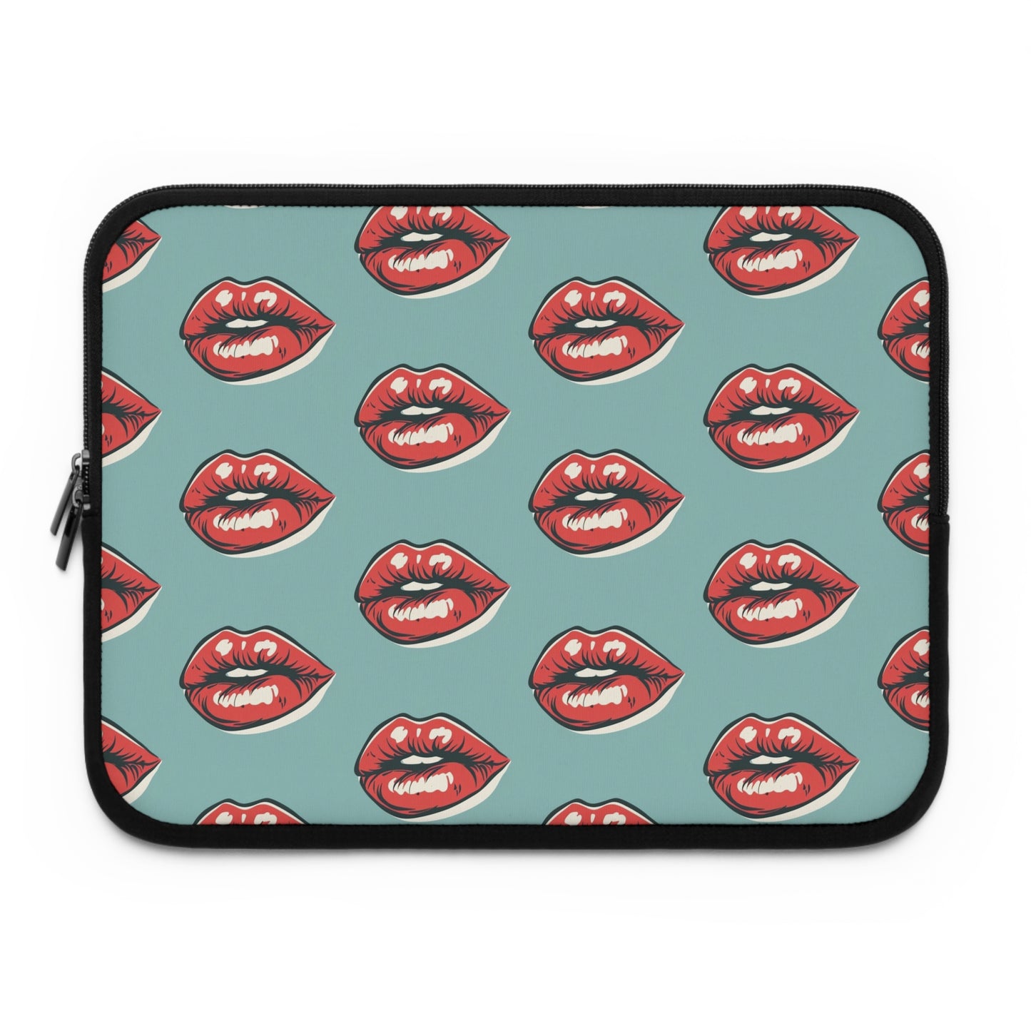 Alternative laptop sleeve with bold lip design - rock style tech accessory featuring protective construction