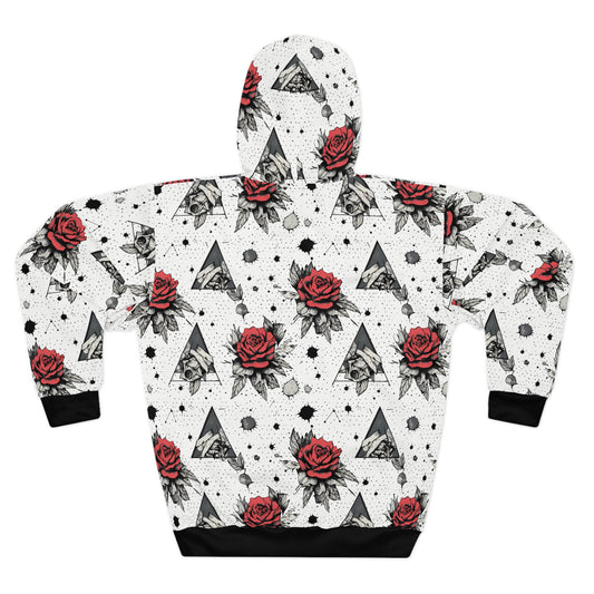 Alternative style hoodie with roses and thorns design - edgy floral fashion featuring comfortable fit and inclusive sizing S-5XL