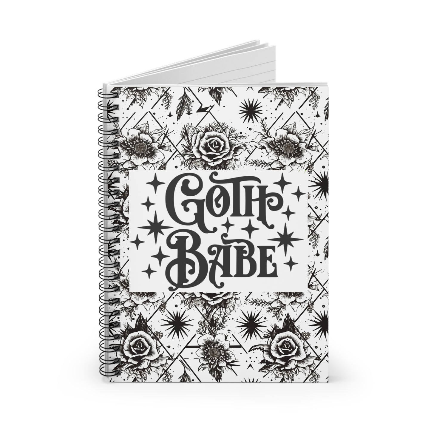 Pretty Dark Vibes Goth Girls Ruled Line Spiral Notebook