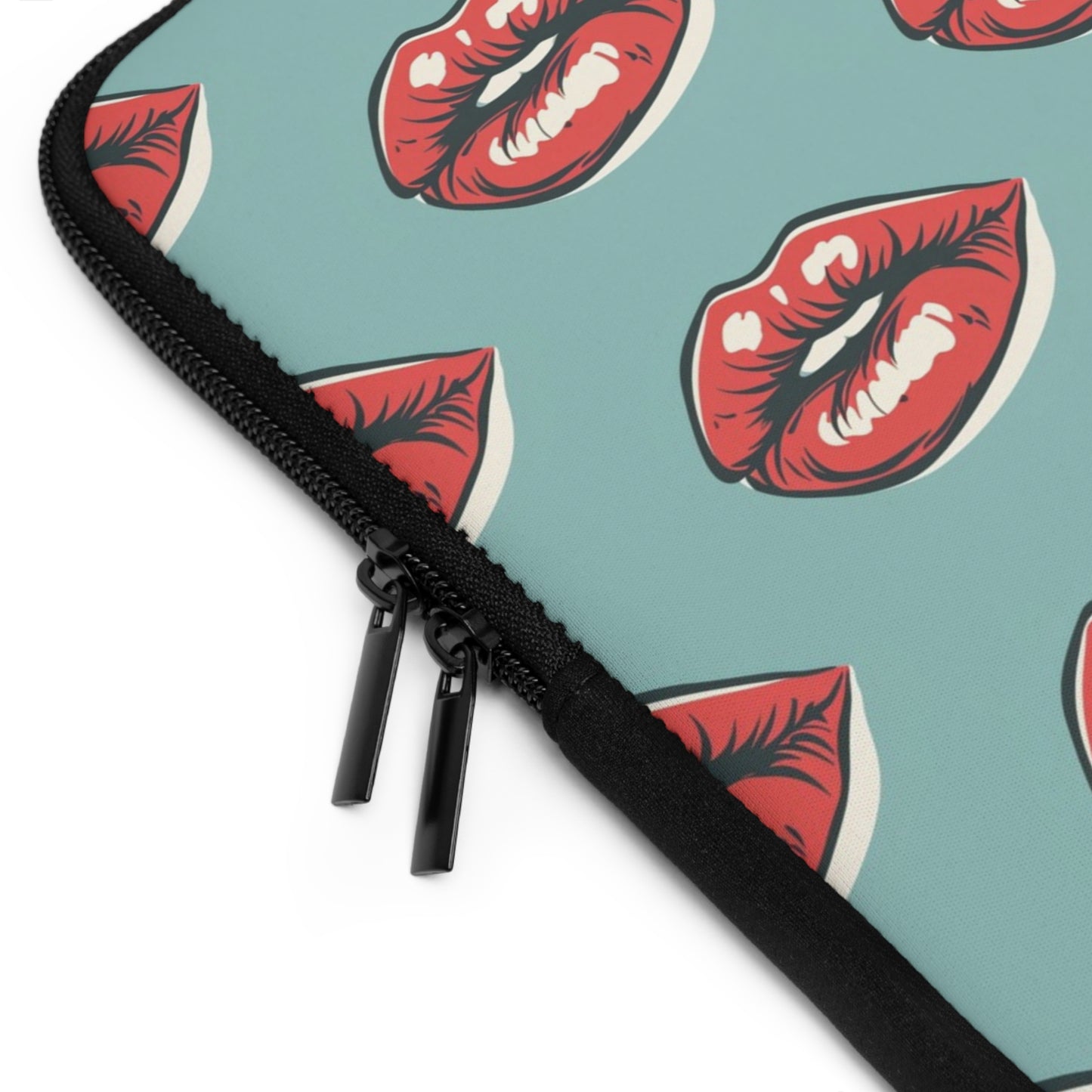 Alternative laptop sleeve with bold lip design - rock style tech accessory featuring protective construction