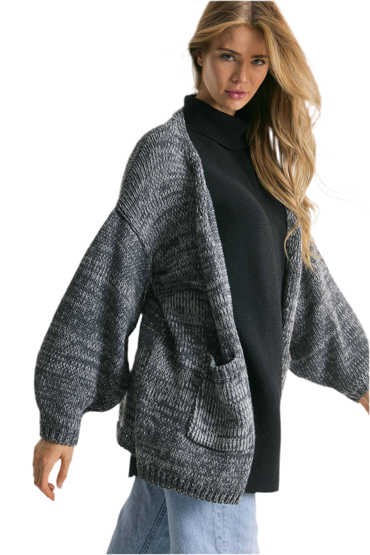 Long sleeve gothic knit cardigan in open-front style
Relaxed fit knit cardigan for punk rock layering
Alternative fashion cardigan in oversized gothic design