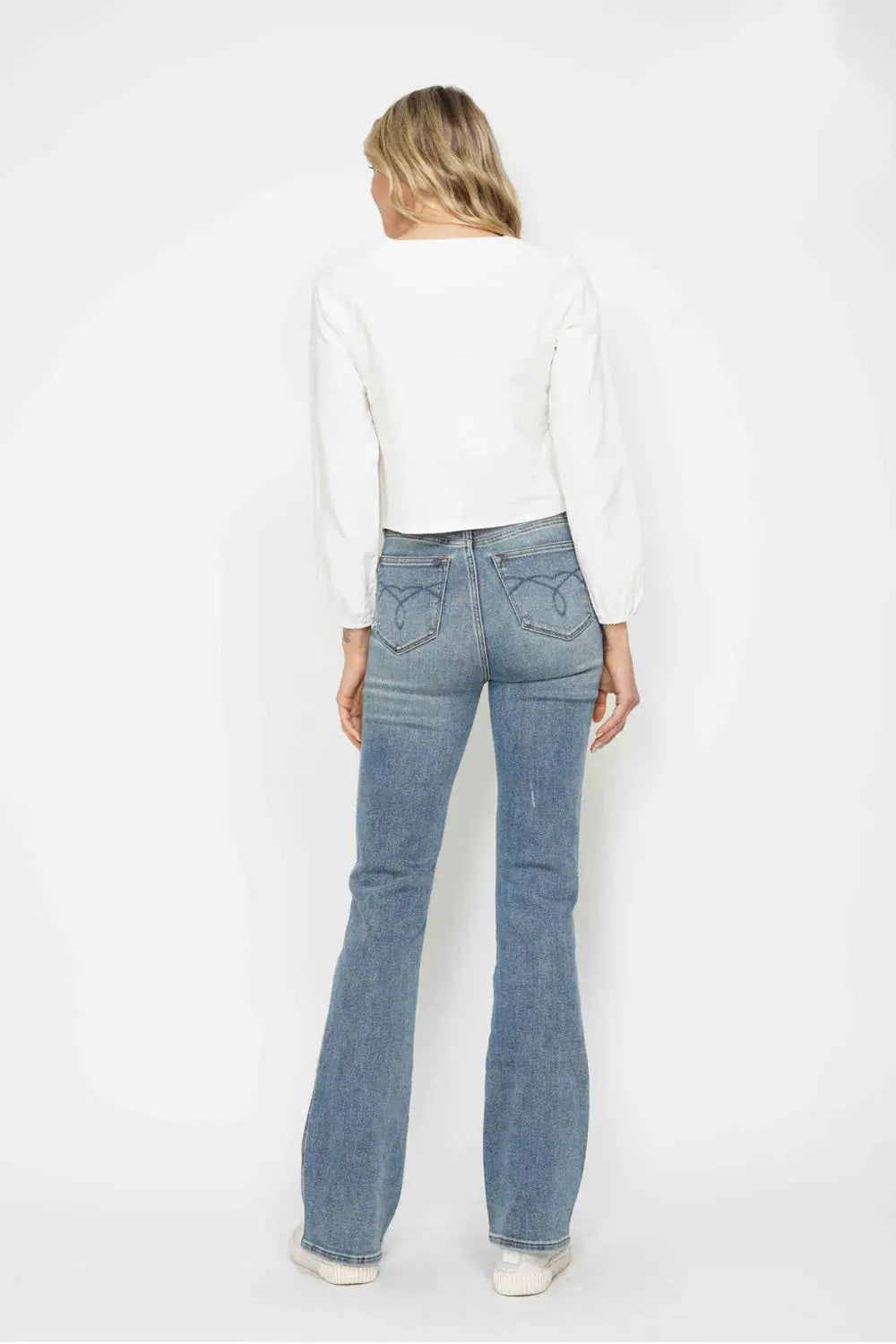 Judy Blue Jeans - Full Size Tummy Control Bootcut Jeans w/ Back Embroidered Pockets