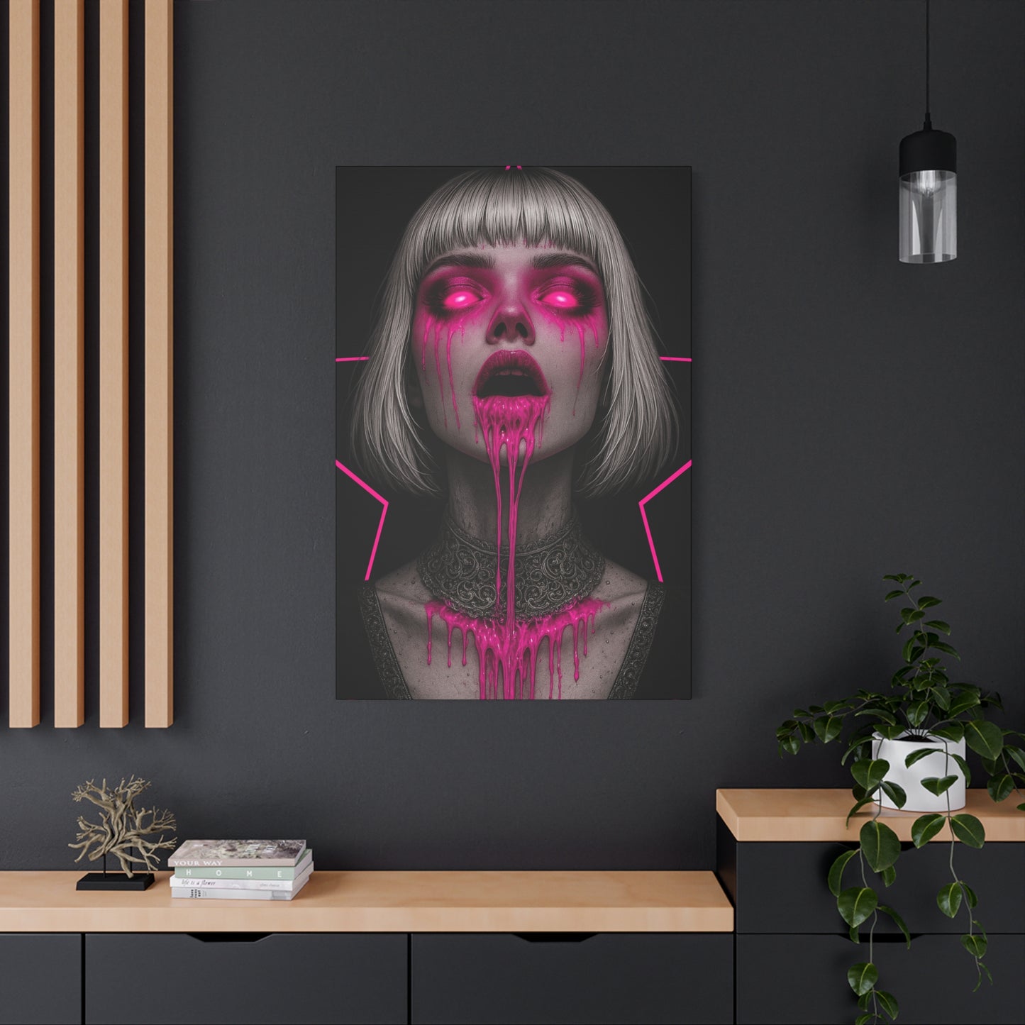 Neon Horror Portrait Canvas
