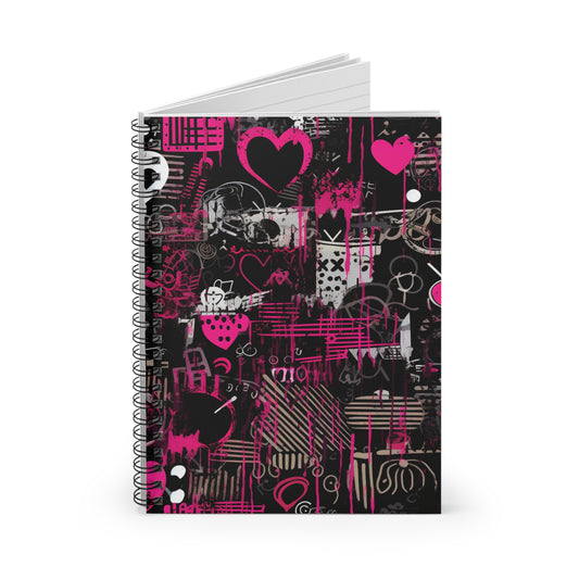 Grunge Candy spiral notebook in pink with gothic edge
Alternative fashion pink gothic journal
Edgy punk rock spiral notebook with pink cover