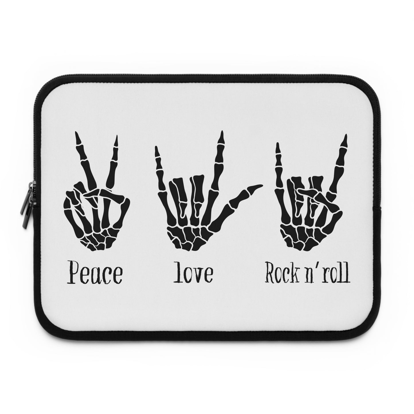 Rock and roll laptop sleeve with rock hand symbol - music-inspired tech accessory featuring protective design and bold attitude