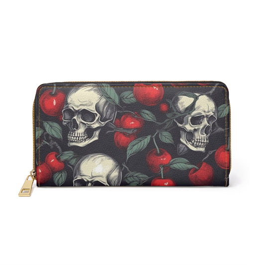 Crimson Skull gothic wallet with red skull motif
Alternative fashion punk rock wallet in crimson
Edgy gothic zip wallet with skull design