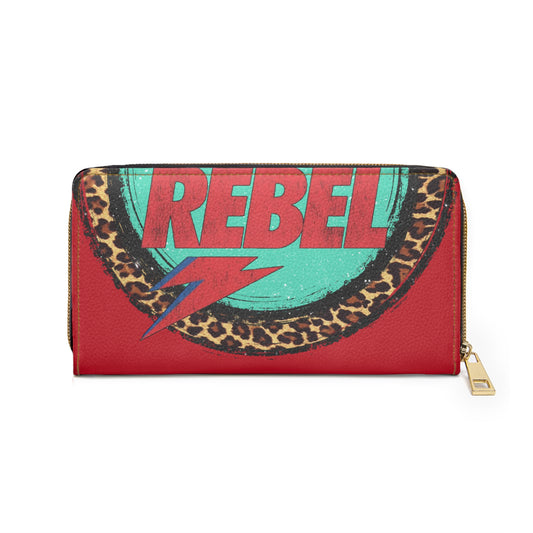 Rebel Rebel gothic wallet with floral motif
Alternative fashion gothic wallet with rebellious design
Edgy punk rock zippered wallet in crimson and black