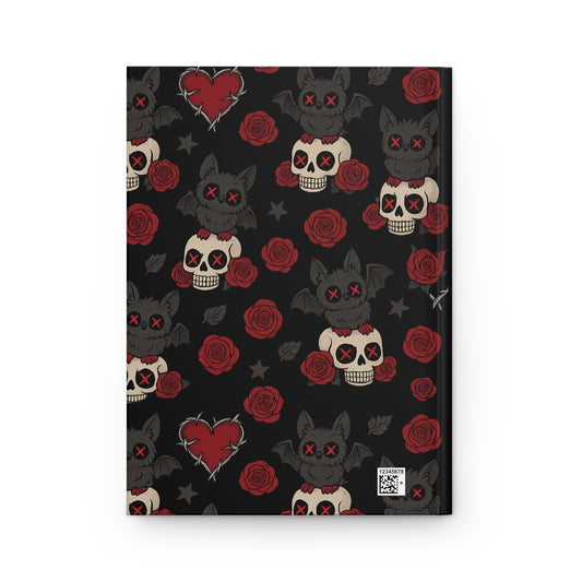 Bat Crazy Love hardcover gothic journal with bat and heart motif
Alternative fashion journal with gothic bat design
Edgy punk rock notebook for writing and sketching
