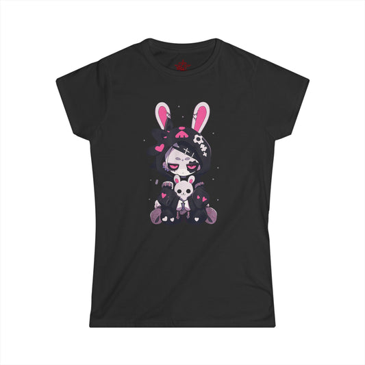 Gothic Pouty Little Girl V-Neck T Graphic Tee