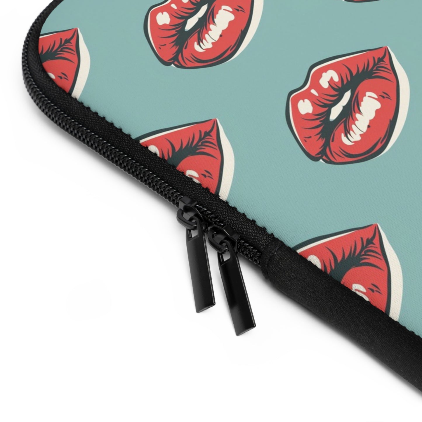 Alternative laptop sleeve with bold lip design - rock style tech accessory featuring protective construction