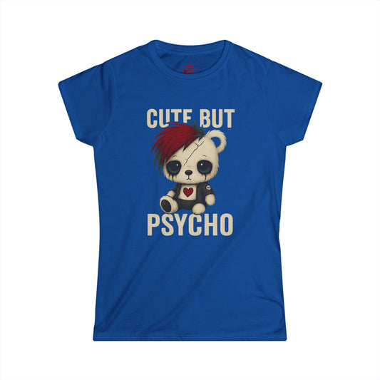 Shop the Cute But Psycho Tee — gothic punk graphic t-shirt with bold Cute But Psycho print. A rebellious top stitched for chaos queens who wear sweet and savage.