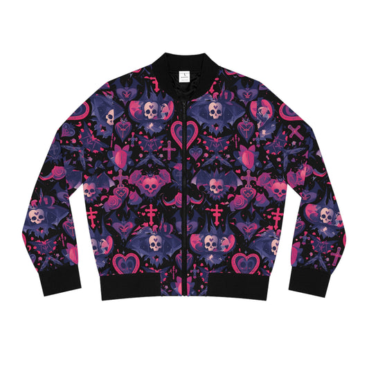 Phantom Clash bomber jacket with gothic edge
Alternative fashion punk rock bomber jacket
Edgy gothic bomber jacket in phantom black