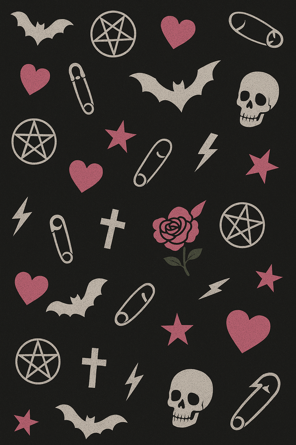 Pink Is the New Goth handbag in bold pink gothic style pattern
Alternative fashion gothic purse in playful pink design pattern
Edgy punk rock handbag with gothic pink motif pattern