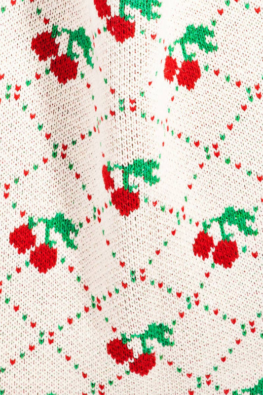 Cherry Pattern Crochet Knit Tote Bag