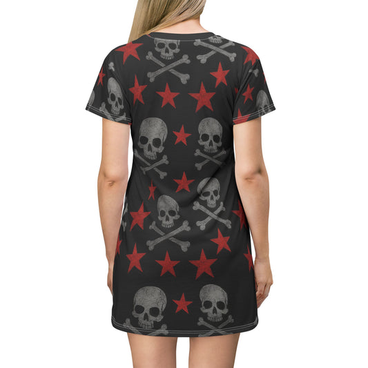Stellar Star Revenant Skull T-Shirt Dress
Gothic punk rock casual comfy dress
Cosmic gothic tee dress stitched with celestial grit.