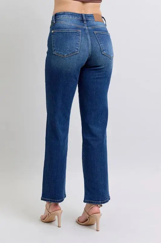 Plus Size Side Seam Detail Straight Leg Judy Blue Jeans