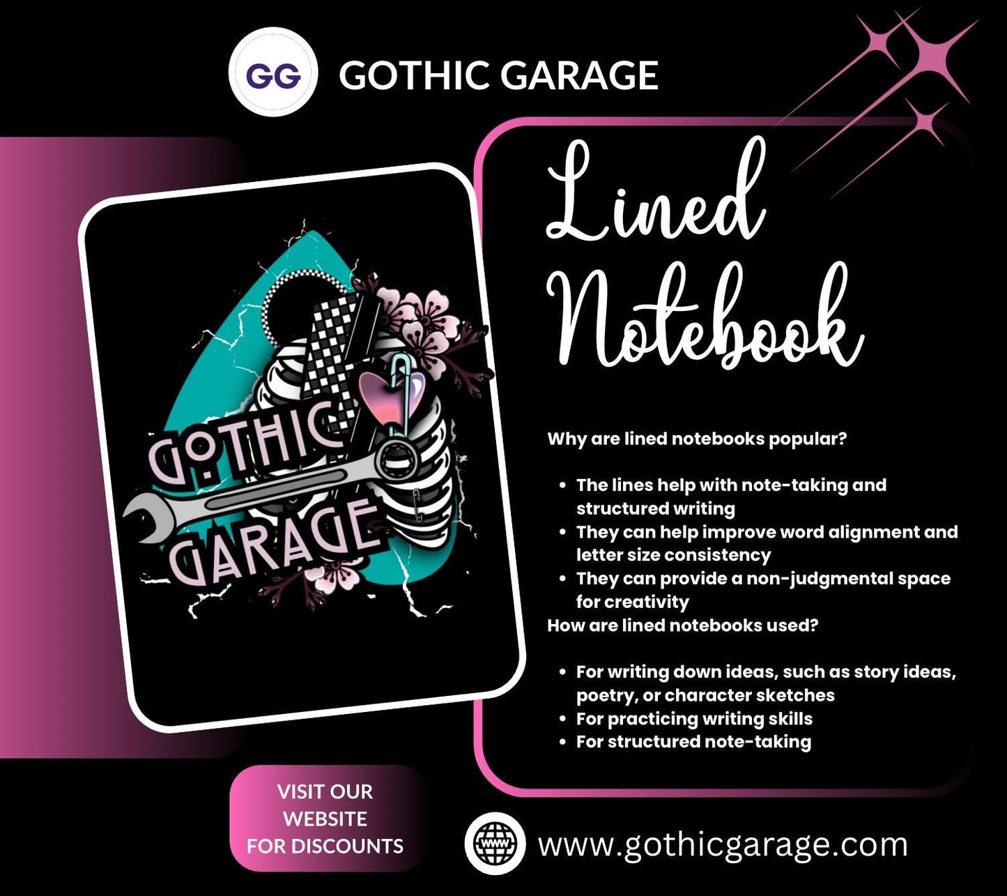 Broken Time – Gothic Clockwork Notebook - Hand Drawn Detail – 160 Lined Pages for Daily Tasks, Notes, and Personal Writing