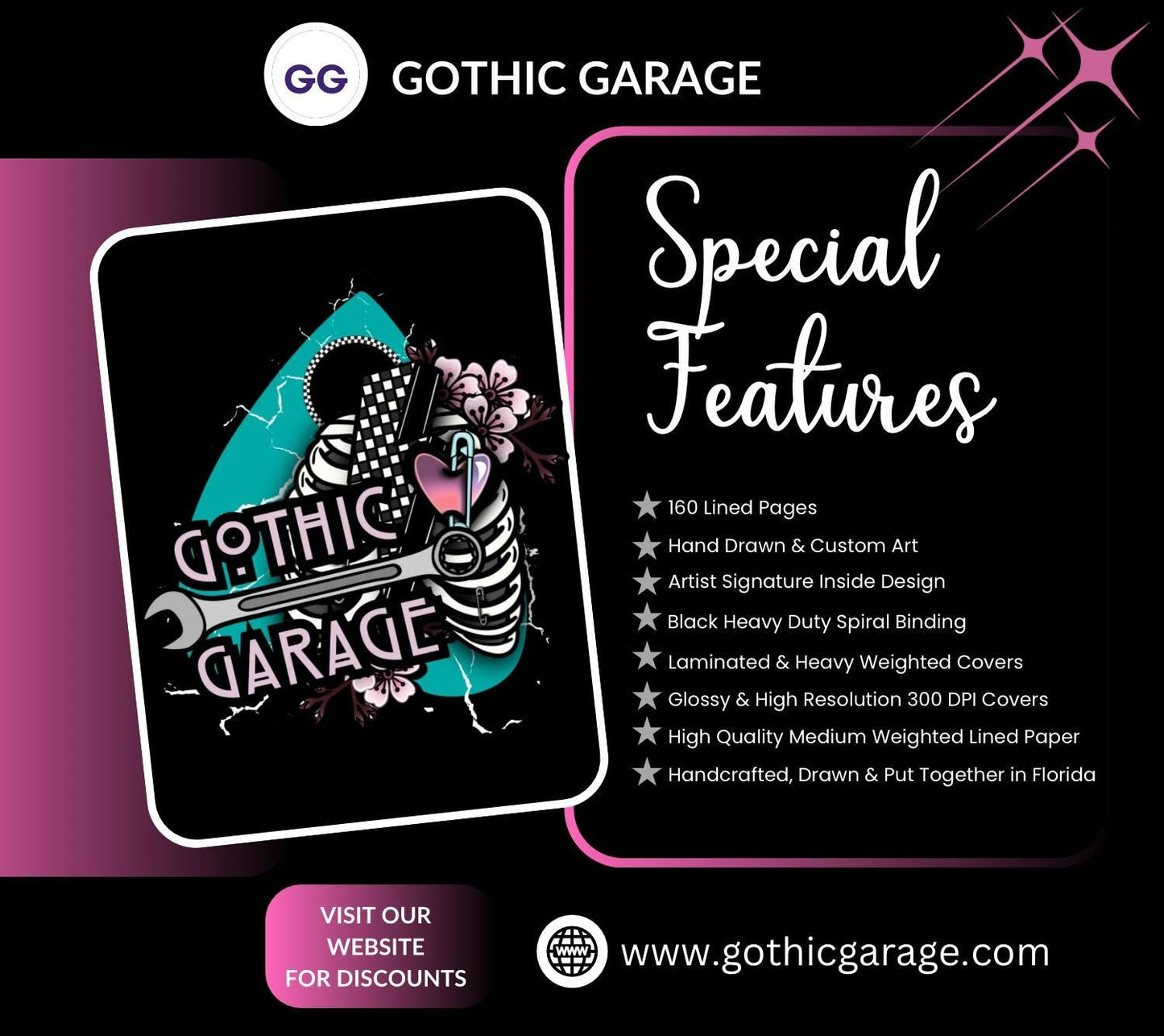 Broken Time – Gothic Clockwork Notebook - Hand Drawn Detail – 160 Lined Pages for Daily Tasks, Notes, and Personal Writing