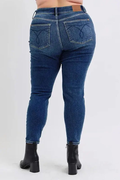 Curvy Mid-Rise Skinny Judy Blue Jeans with Thermal Lining