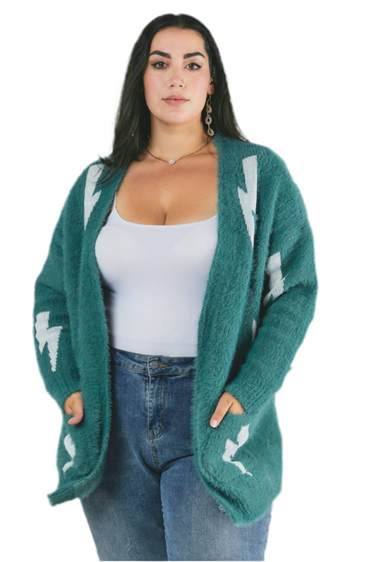 Longline printed gothic cardigan with oversized fit
Grunge-inspired knit cardigan with allover print
Alternative fashion open-front cardigan in gothic style