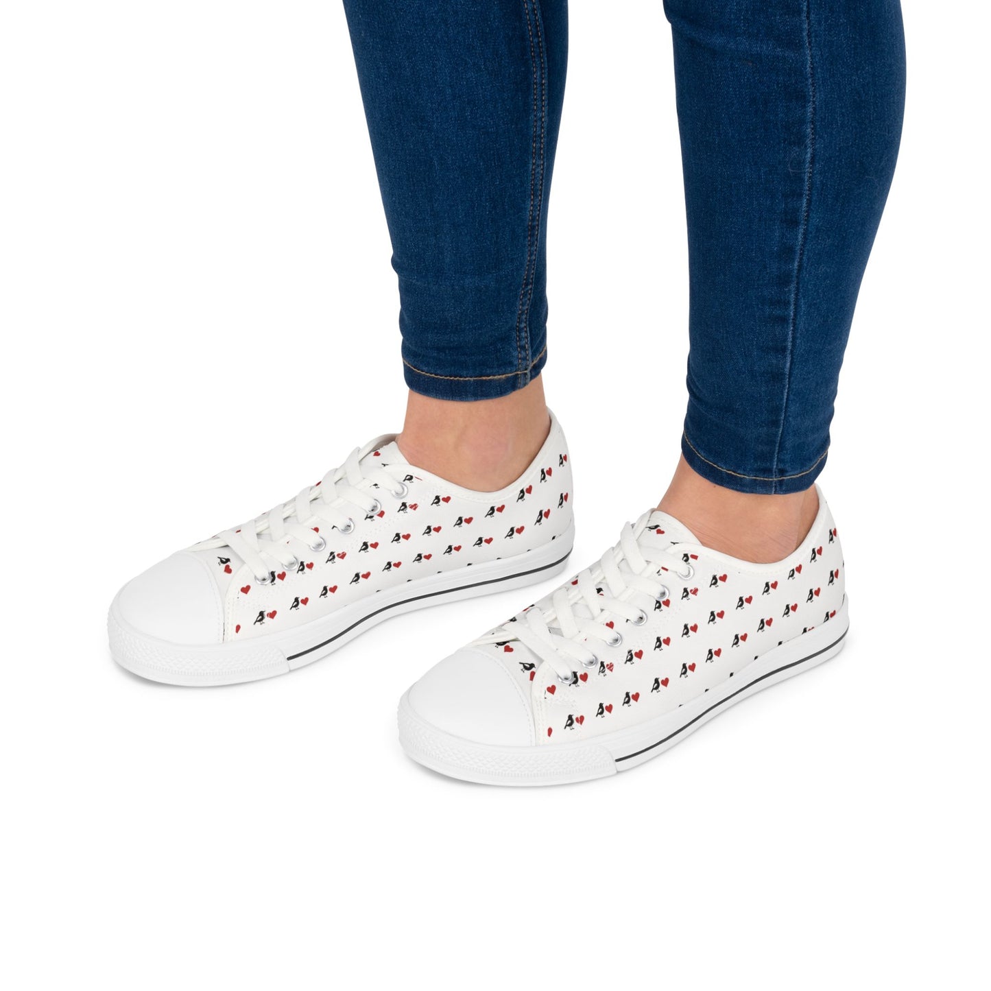 Cute Ravens Hearts Canvas Sneakers