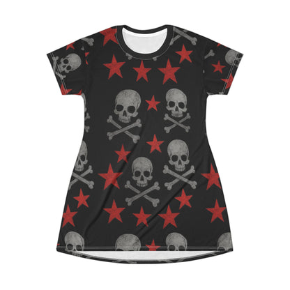 Stellar Star Revenant Skull T-Shirt Dress 
Gothic punk rock casual comfy dress
Cosmic gothic tee dress stitched with celestial grit.