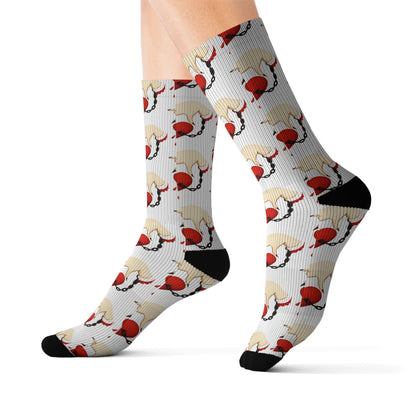 Chained Love Heart Print Crew Socks