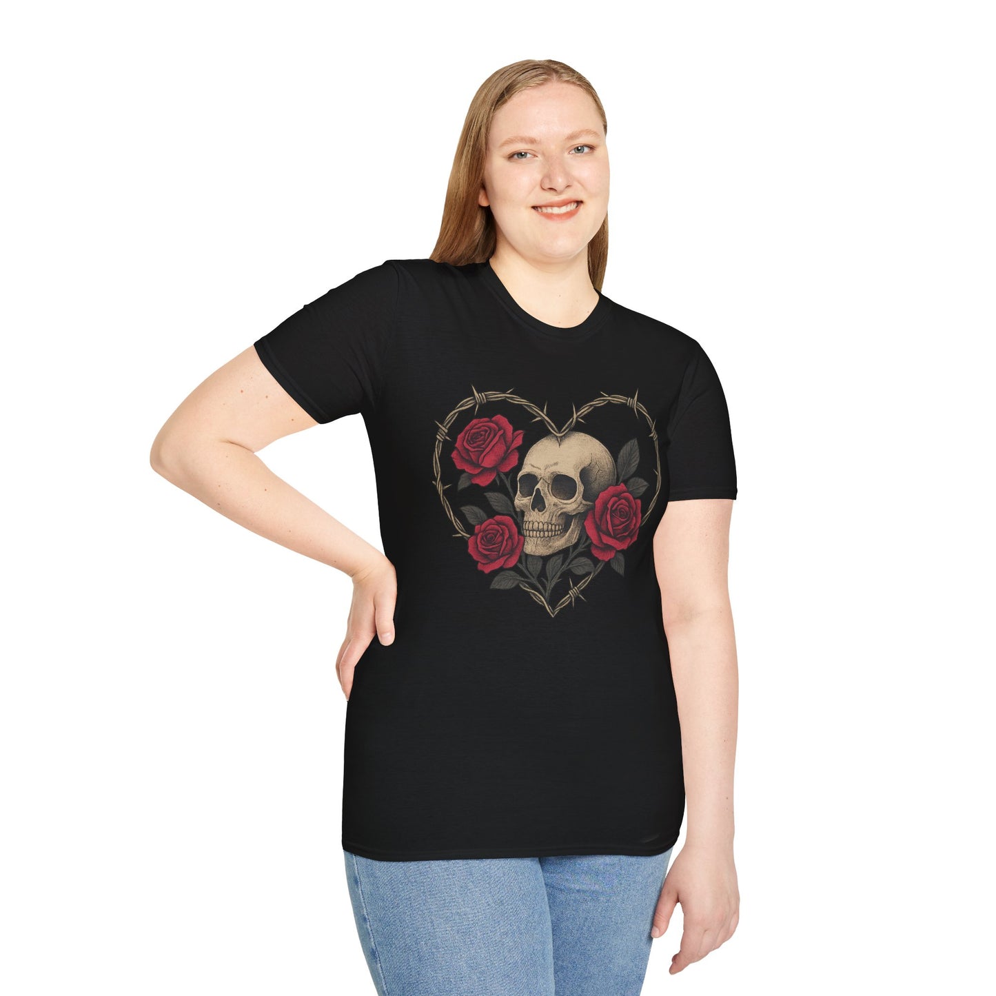 Thorned Rose Skull Gothic Graphic Tee