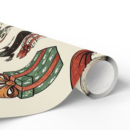 Deck The Halls With Little Skulls In Beige Holiday Gift Wrapping Paper