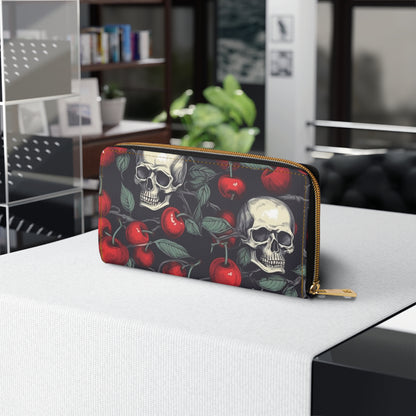 Crimson Skull gothic wallet with red skull motif

Alternative fashion punk rock wallet in crimson

Edgy gothic zip wallet with skull design

 