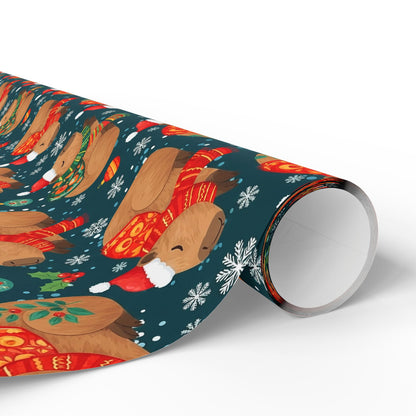 Christmas Capybara Wrapping Paper — Blue Holiday Animal Gift Wrap