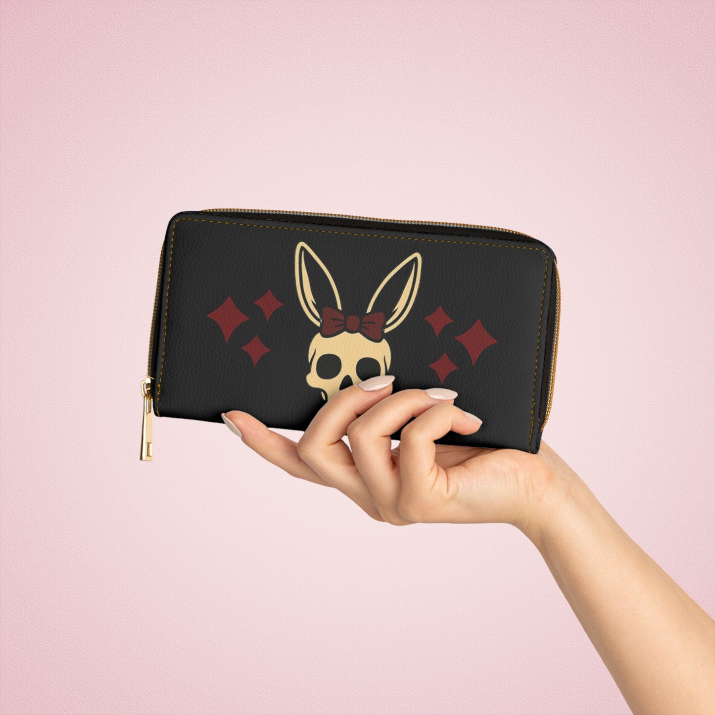 Gothic Skull Bunny with Bow Zipper Wallet Wholesale