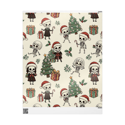 Deck The Halls With Little Skulls In Beige Holiday Gift Wrapping Paper