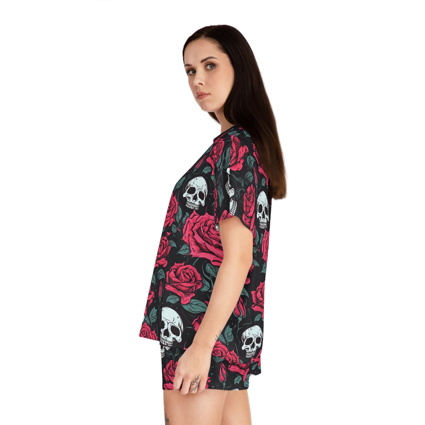 Roses and Skulls Pajamas With Shorts