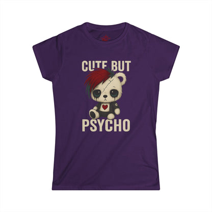 Shop the Cute But Psycho Tee — gothic punk graphic t-shirt with bold Cute But Psycho print. A rebellious top stitched for chaos queens who wear sweet and savage.
