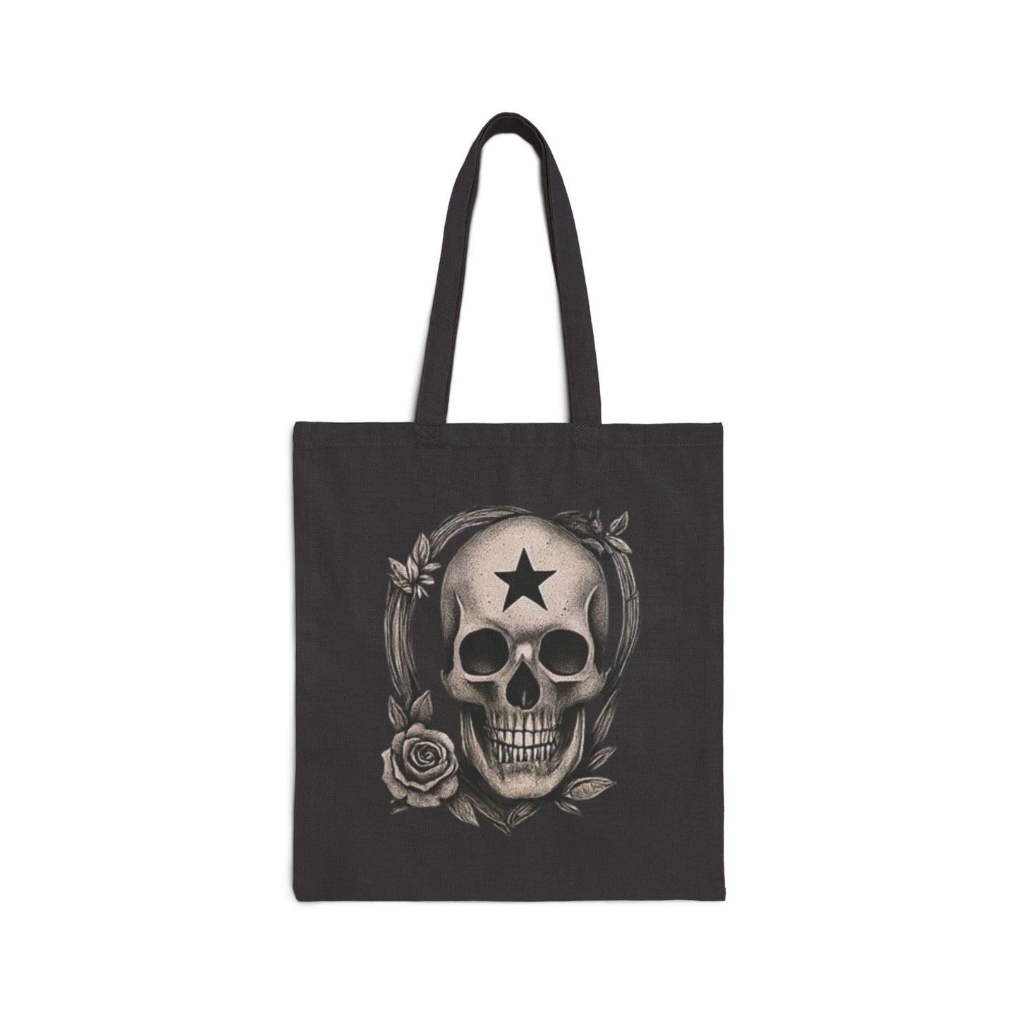 Rose Reaper gothic tote bag with skull and rose motif

Alternative fashion reusable tote with gothic skull design

Edgy gothic tote bag for everyday carry