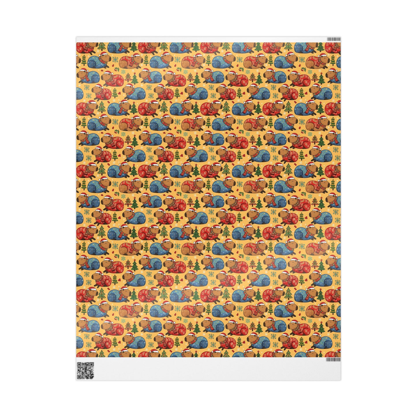 Christmas Capybaras Wrapping Paper - Yellow