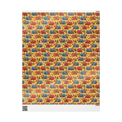 Christmas Capybaras Wrapping Paper - Yellow